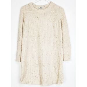 Madewell knit wool blend longline sweater short dress donegal pearl curved hem